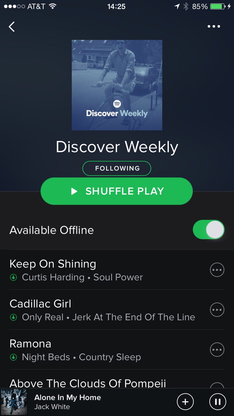 Iphone screenshot Spotify discovery weekly